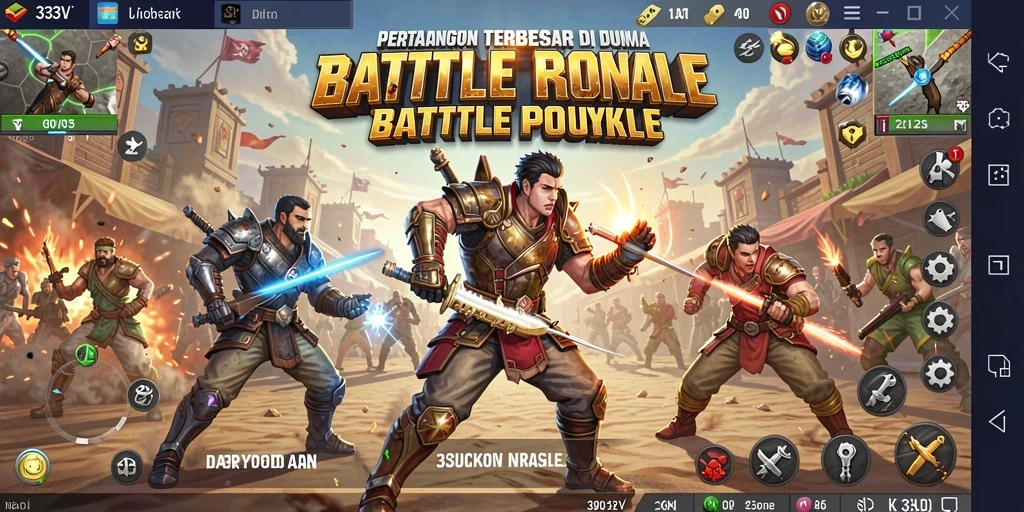 Screenshot gameplay 333V menampilkan pertarungan seru di arena Battle Royale.