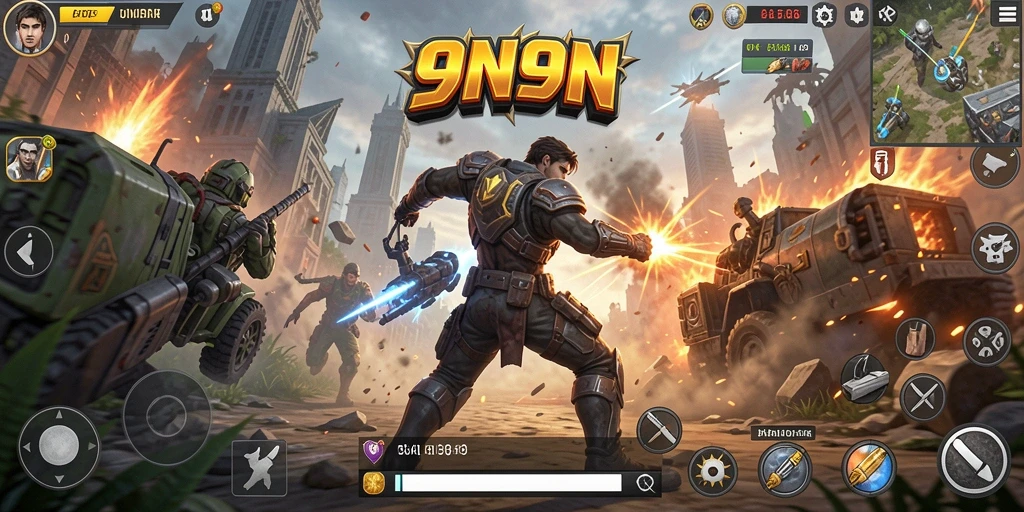 Tampilan aksi epik dari gameplay 9N9N yang mendebarkan.