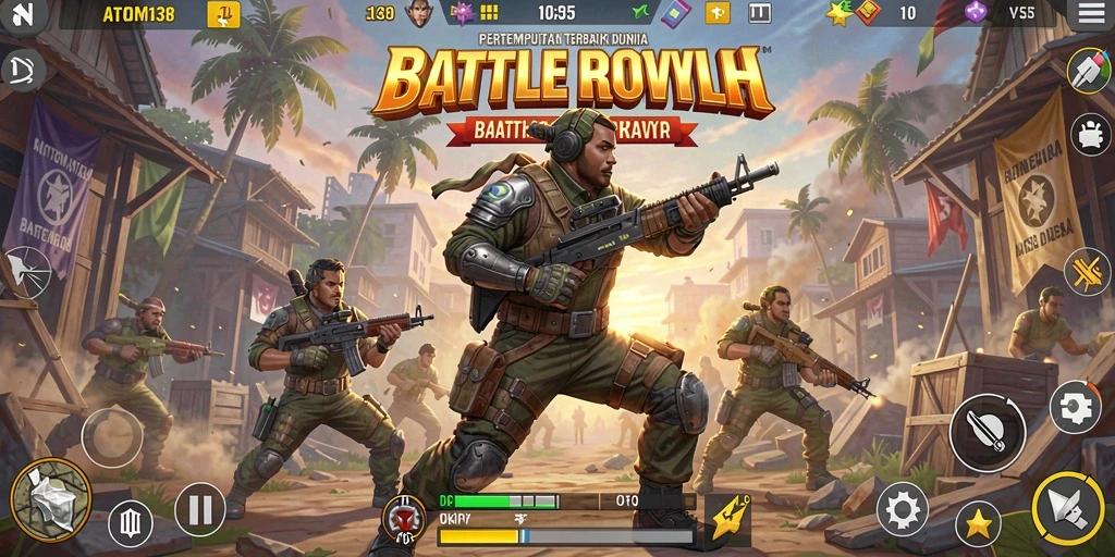 Gameplay Battle Royale yang seru dan mendebarkan dalam ATOM138.
