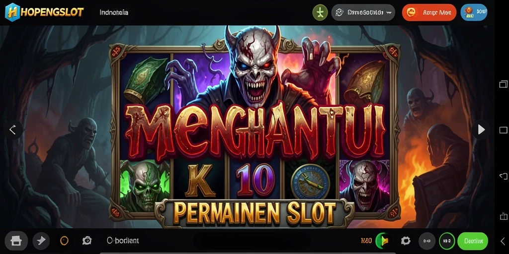 Screenshot HOPENGSLOT menampilkan suasana menegangkan saat bermain dengan efek visual yang menyeramkan.