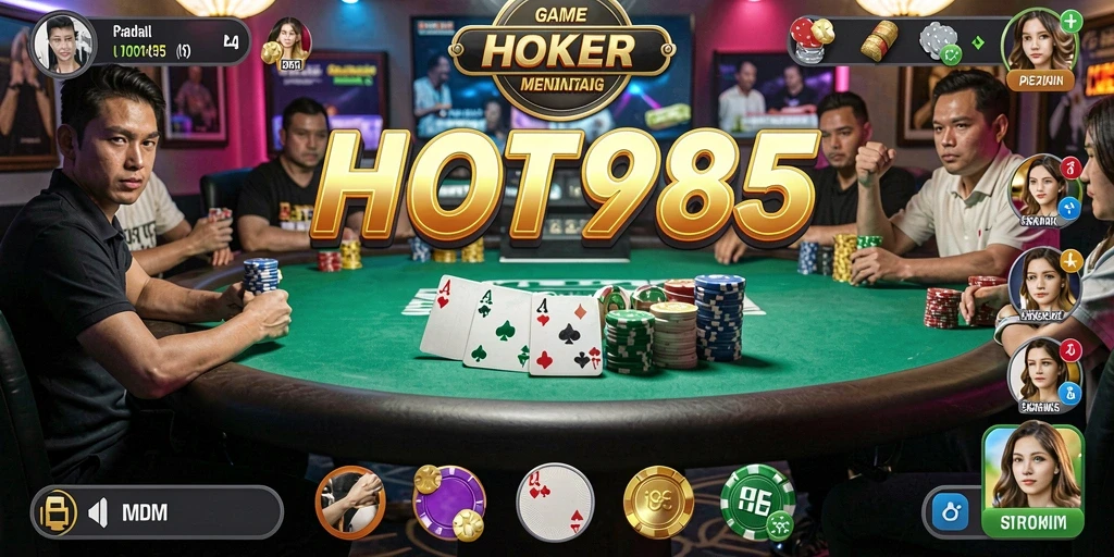 Tampilan menarik dari gameplay Poker di HOT985 yang seru dan kompetitif.