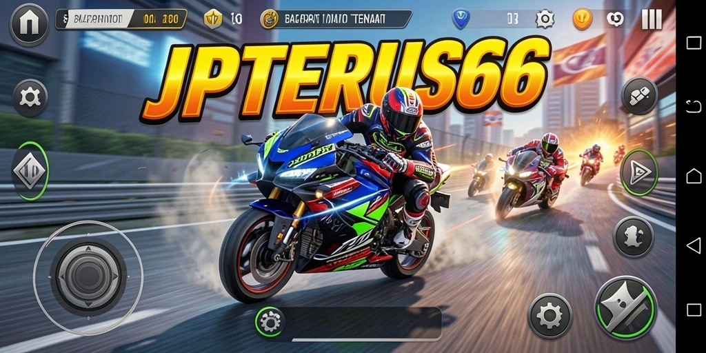 Gameplay mendebarkan dari balapan motor di JPTERUS66.