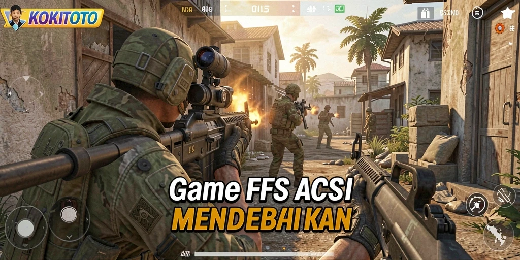 Tampilan gameplay menegangkan KOKITOTO dengan aksi tembak-menembak intens.