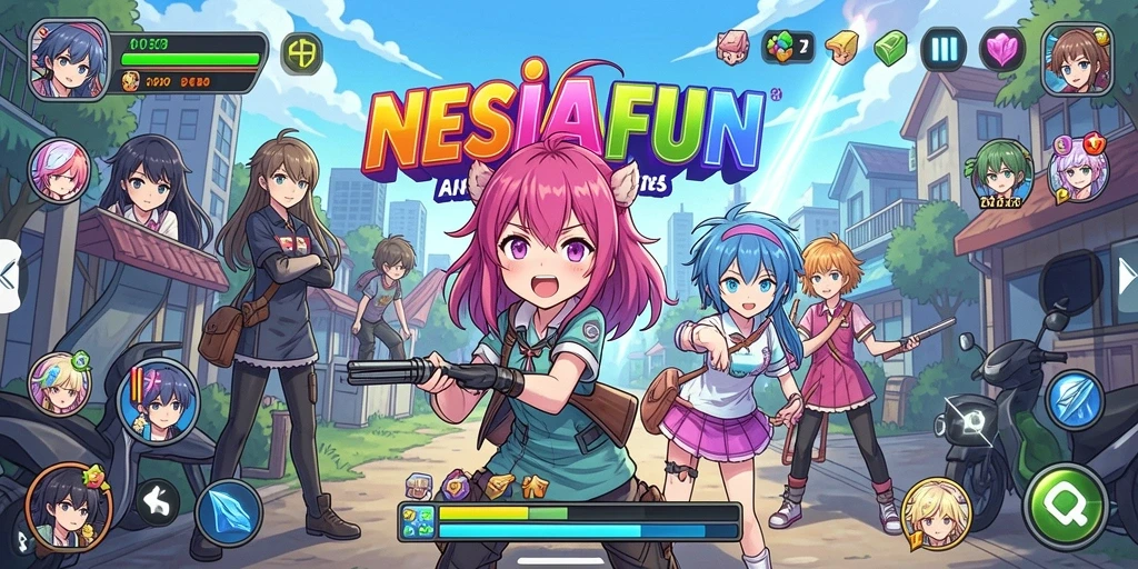 Screenshot dari gameplay NESIAFUN yang menampilkan karakter anime yang menarik.