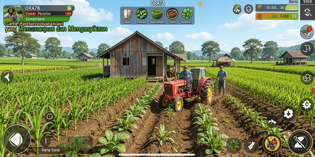Tampilan menarik dari gameplay ORA78 dengan berbagai aktivitas bertani