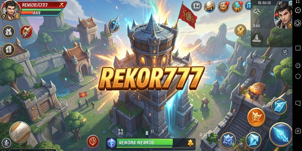 Tampilan gameplay menara yang strategis dalam REKOR777.